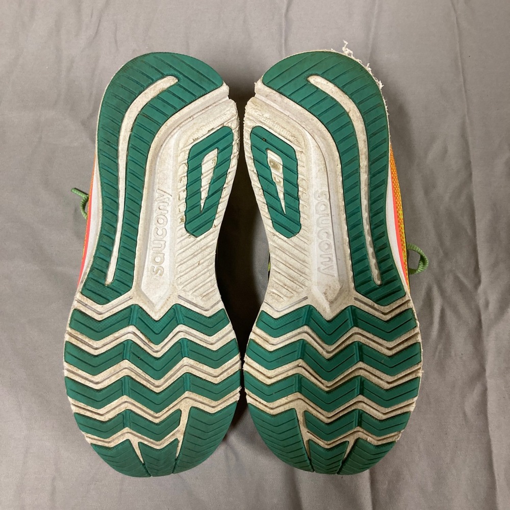 Saucony Ride 13 Kids Running Shoes Neon Yellow Green Orange Sneakers - Picture 8 of 9